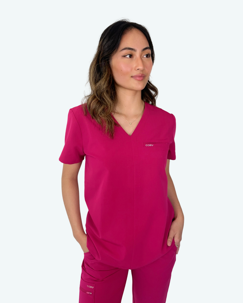 Essential V-Neck Single Pocket Scrub Top